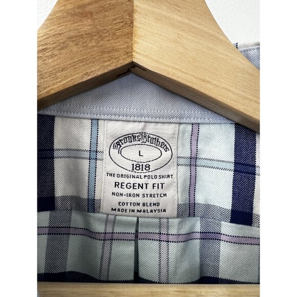 Brooks Brothers Regent Fit Plaid Button Down Shirt Non Iron Cotton Blend Sz L - Picture 7 of 11